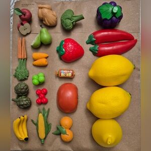 VTG 90s Play Plastic Toy Fruit Veggies Food 22 Pcs.